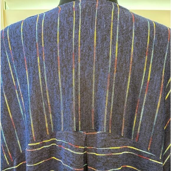 Torrid Open Lightweight Cardigan Blue Multi Rainbow Stripe Long Sleeve Sz 2 = 2X - Picture 8 of 9